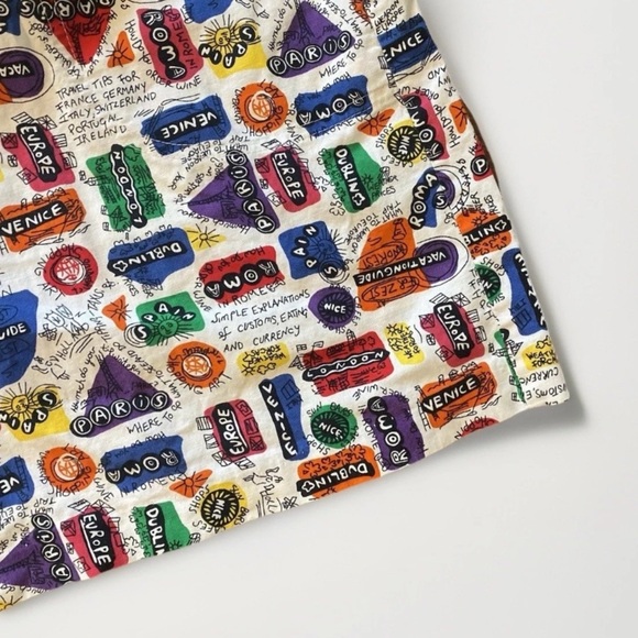 Vintage 1980s Shorts Tourist Travel Novelty Print Mens's High Waisted Jantzen - Picture 2 of 7